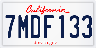 CA license plate 7MDF133