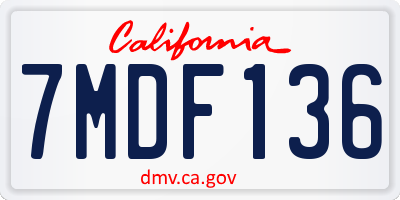 CA license plate 7MDF136
