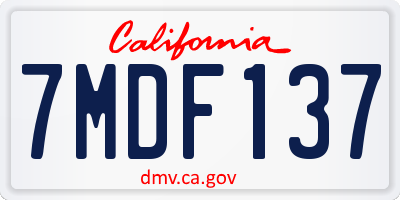 CA license plate 7MDF137