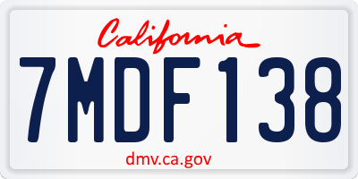 CA license plate 7MDF138