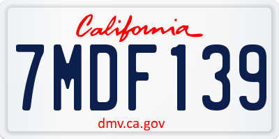 CA license plate 7MDF139