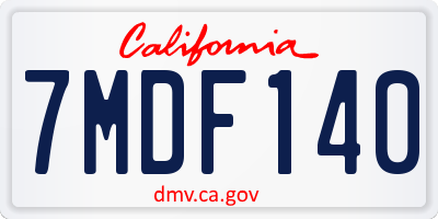 CA license plate 7MDF140