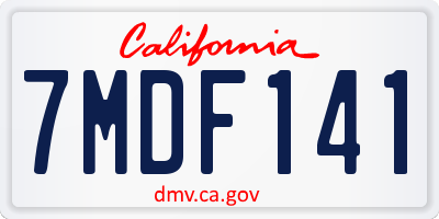 CA license plate 7MDF141