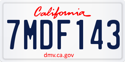 CA license plate 7MDF143