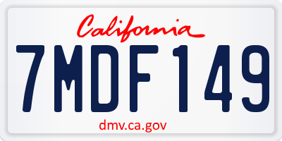 CA license plate 7MDF149