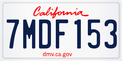 CA license plate 7MDF153