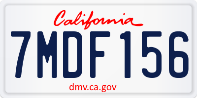 CA license plate 7MDF156