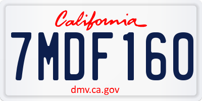 CA license plate 7MDF160