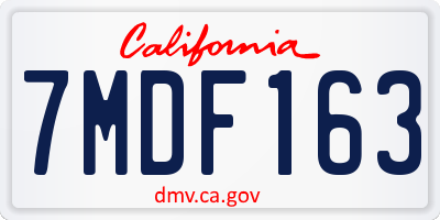 CA license plate 7MDF163