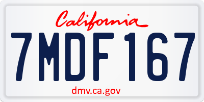 CA license plate 7MDF167