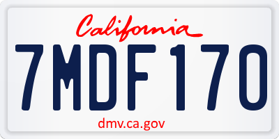 CA license plate 7MDF170