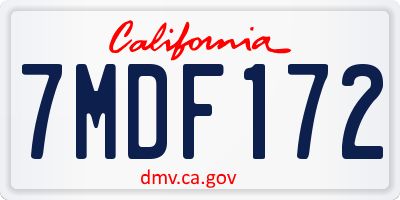 CA license plate 7MDF172