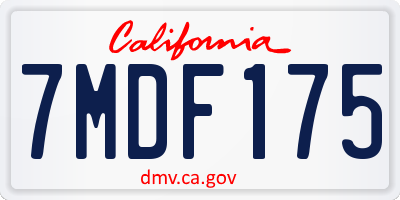 CA license plate 7MDF175