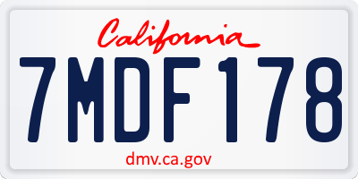 CA license plate 7MDF178