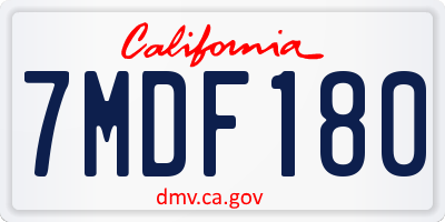 CA license plate 7MDF180