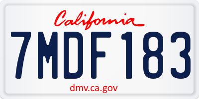CA license plate 7MDF183