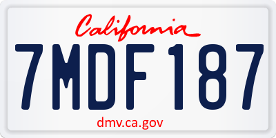 CA license plate 7MDF187