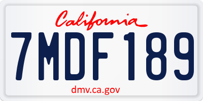 CA license plate 7MDF189