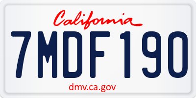 CA license plate 7MDF190