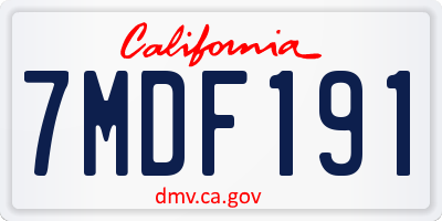 CA license plate 7MDF191