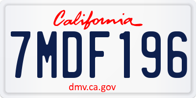 CA license plate 7MDF196