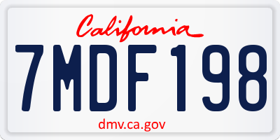 CA license plate 7MDF198