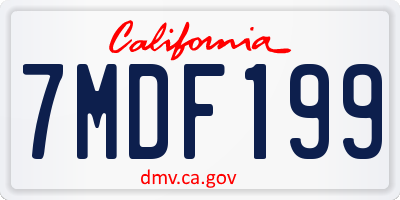 CA license plate 7MDF199