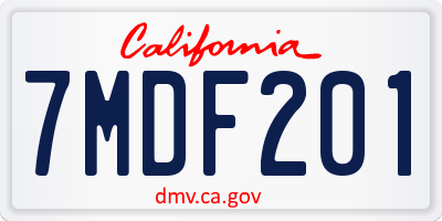 CA license plate 7MDF201