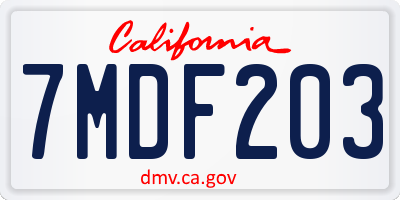 CA license plate 7MDF203