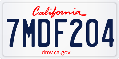 CA license plate 7MDF204