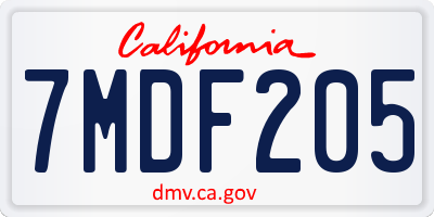 CA license plate 7MDF205