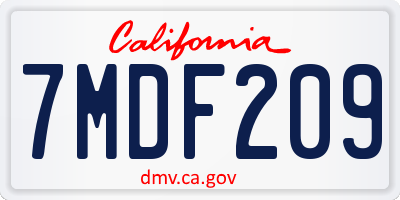 CA license plate 7MDF209