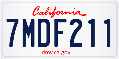 CA license plate 7MDF211