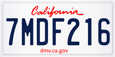 CA license plate 7MDF216