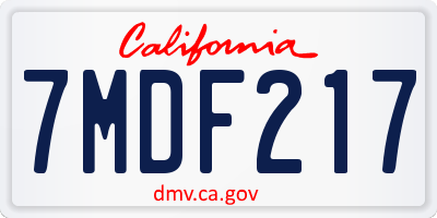 CA license plate 7MDF217