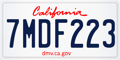 CA license plate 7MDF223