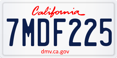 CA license plate 7MDF225