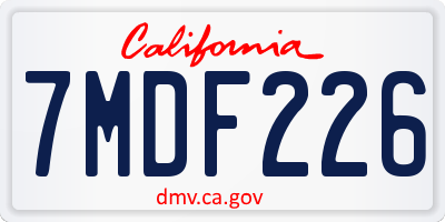 CA license plate 7MDF226