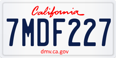 CA license plate 7MDF227