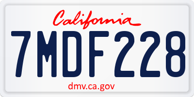 CA license plate 7MDF228