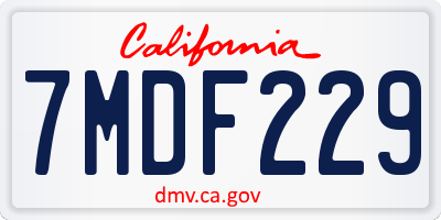 CA license plate 7MDF229