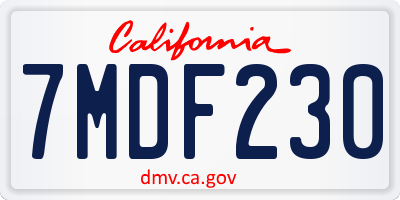 CA license plate 7MDF230