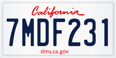 CA license plate 7MDF231