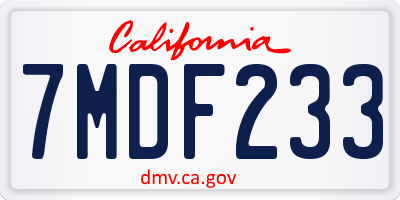 CA license plate 7MDF233