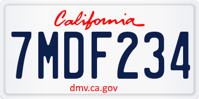 CA license plate 7MDF234