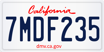 CA license plate 7MDF235