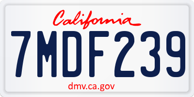 CA license plate 7MDF239