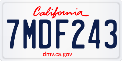CA license plate 7MDF243