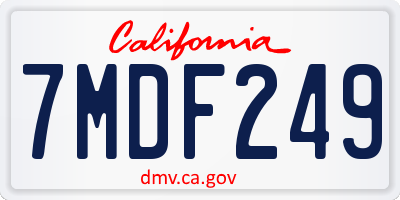CA license plate 7MDF249
