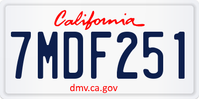 CA license plate 7MDF251